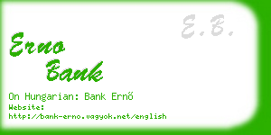 erno bank business card