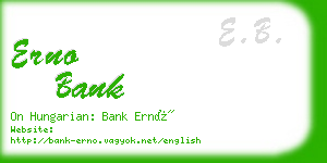 erno bank business card